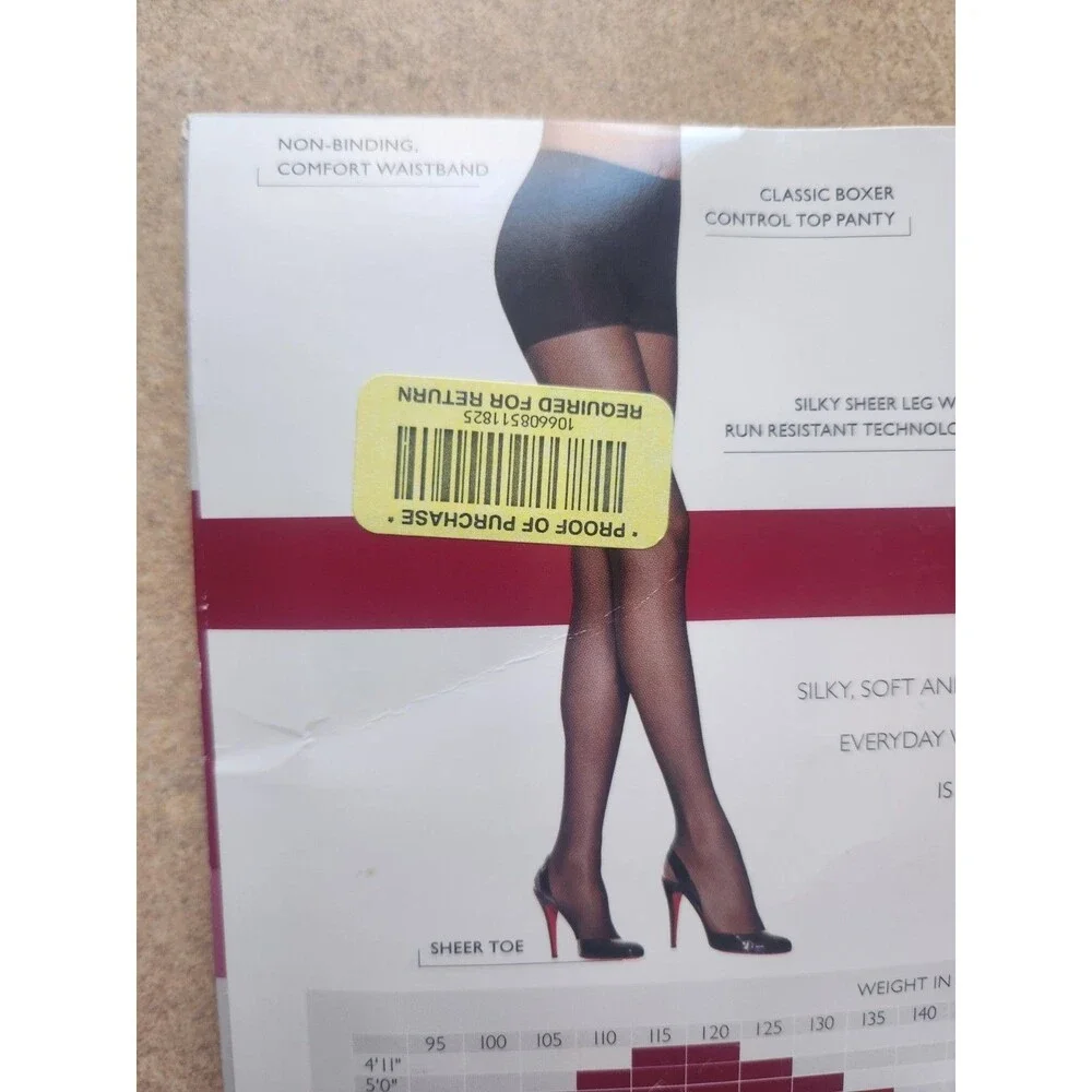 Hanes Silk Reflections Nylons Sheer Toe Control Top Barely There SZ AB 0A925